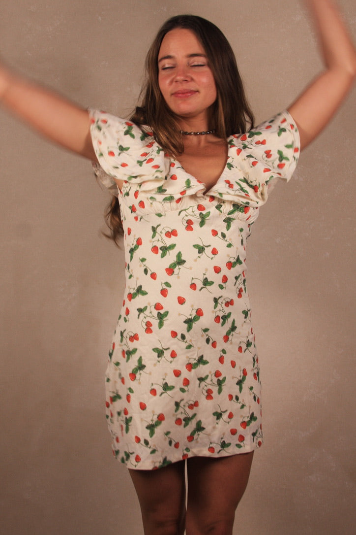 Strawberry Flutter Mini Dress