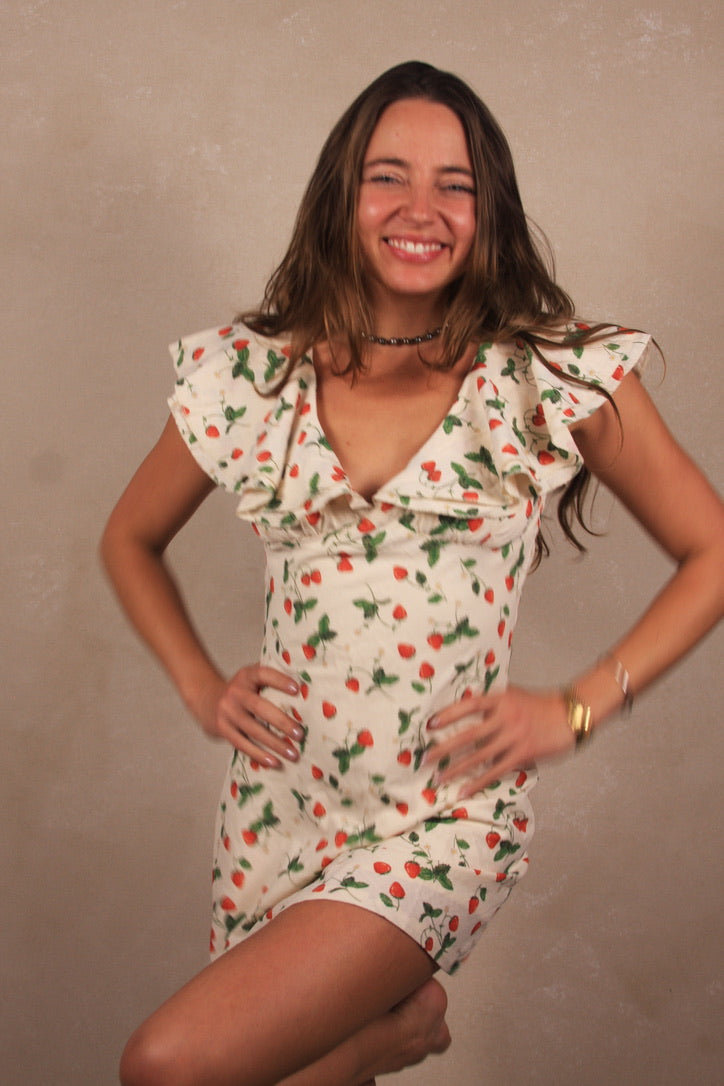 Strawberry Flutter Mini Dress
