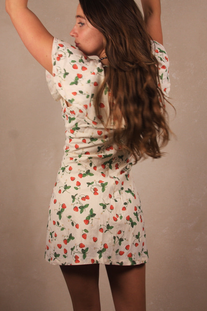 Strawberry Flutter Mini Dress