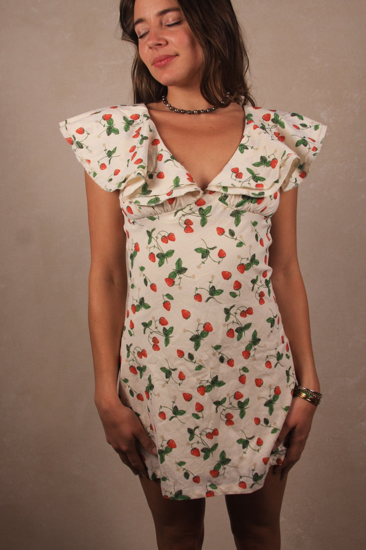 Strawberry Flutter Mini Dress