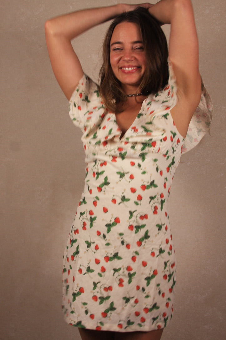 Strawberry Flutter Mini Dress