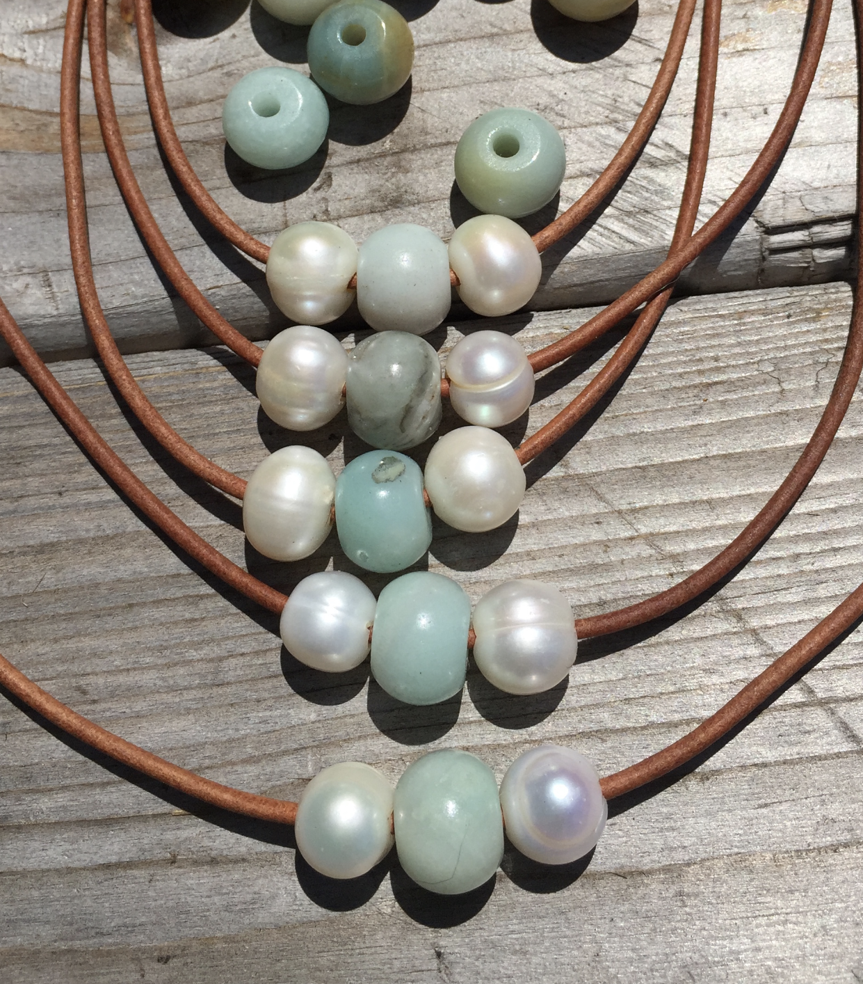 Amazonite and Pearl Necklace
