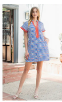Contrast trimmed Striped dress
