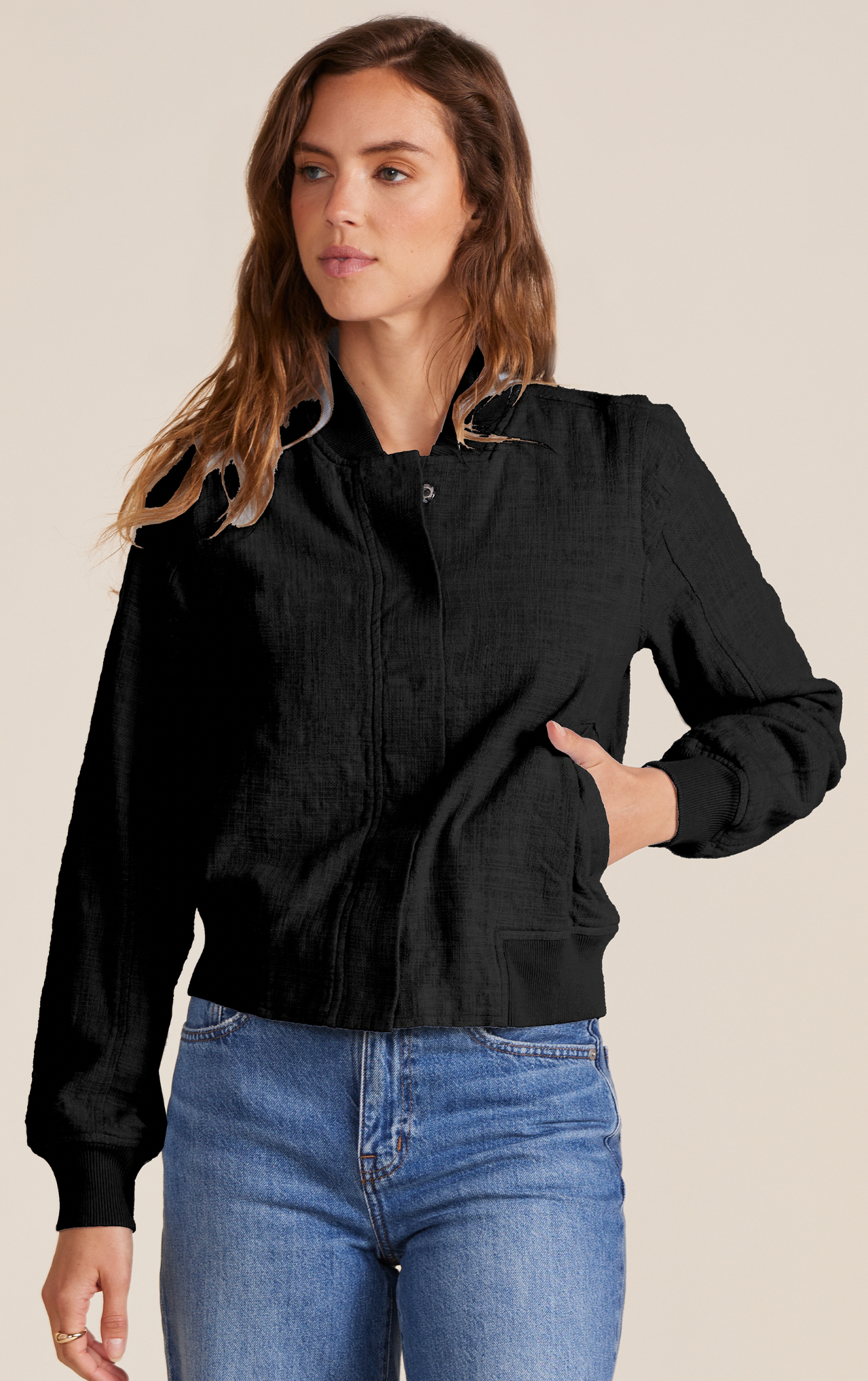 Mix Rib Bomber Jacket