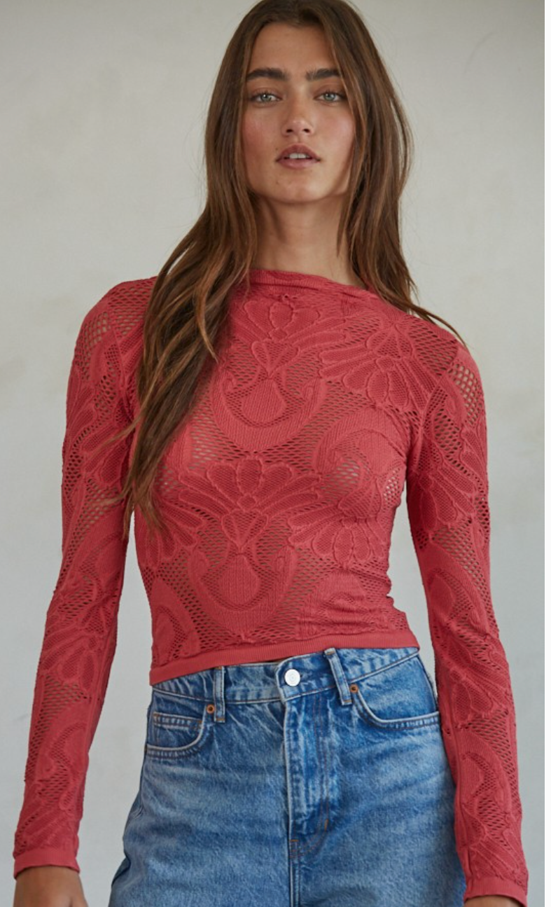 Jacquard Mock Neck Top