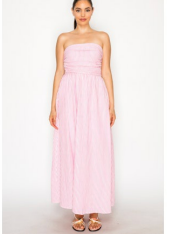 PINK GAUZE STRIPE MAXI DRESS