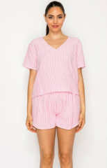 PINK GAUZE STRIPE SET