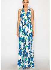 Blue Green Floral Maxi