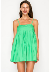 GREEN POPLIN MINI DRESS