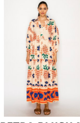 Cream Orange and Blue Maxi