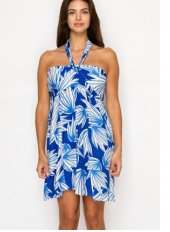 Blue mini with white palm leaves