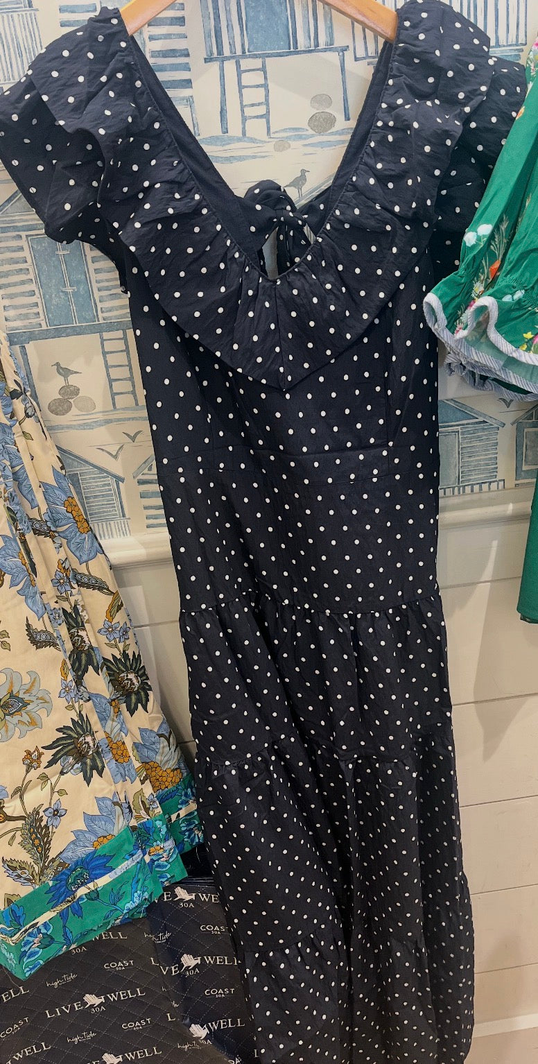 Flutter Sleeve Polka Dot Midi