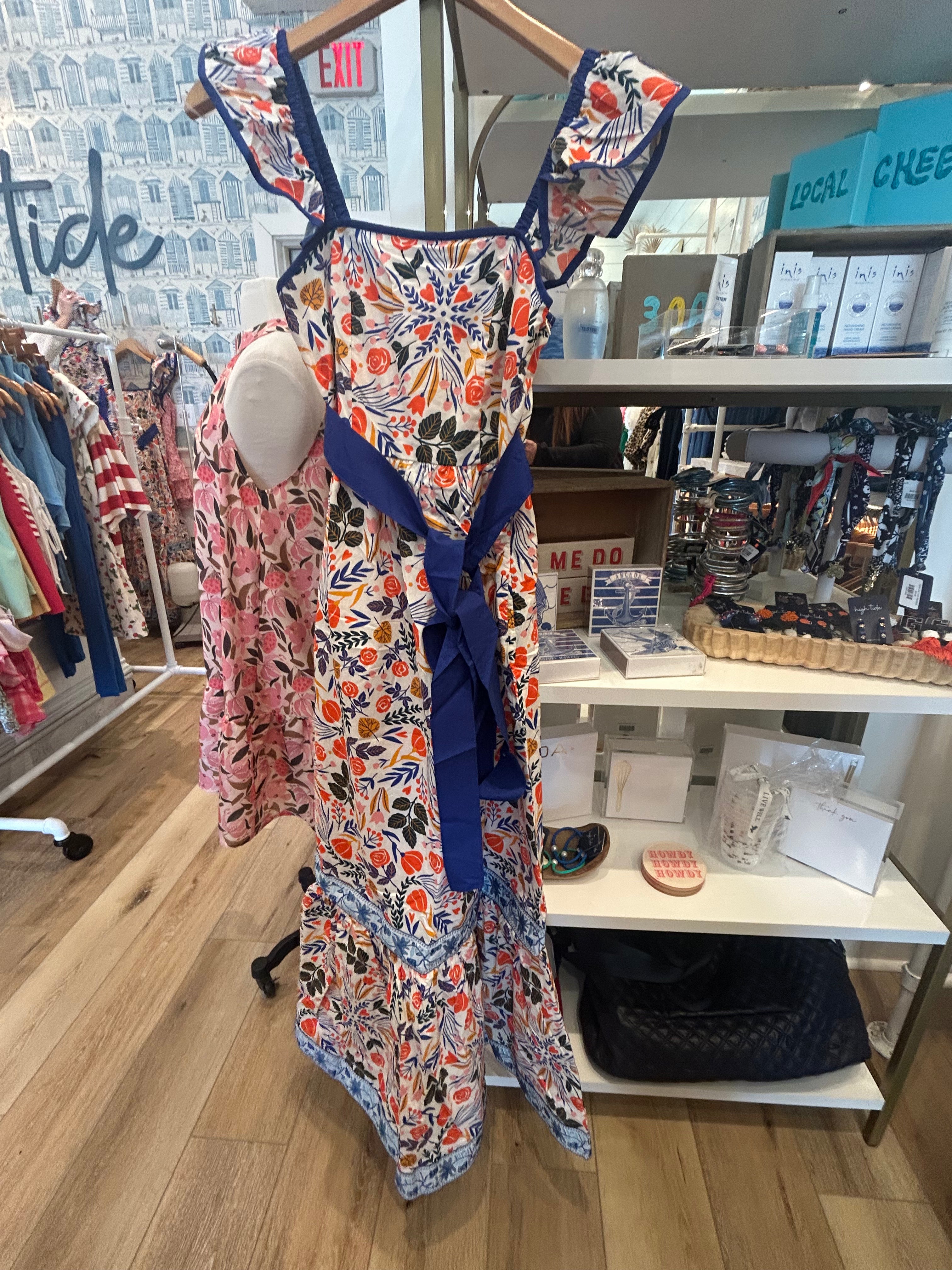 Blue and Orange floral Maxi Dress