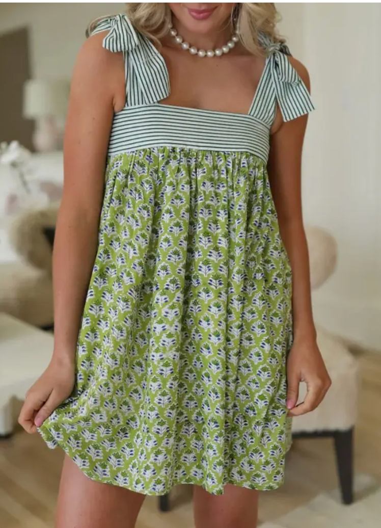 Odette Green Floral Mini Dress