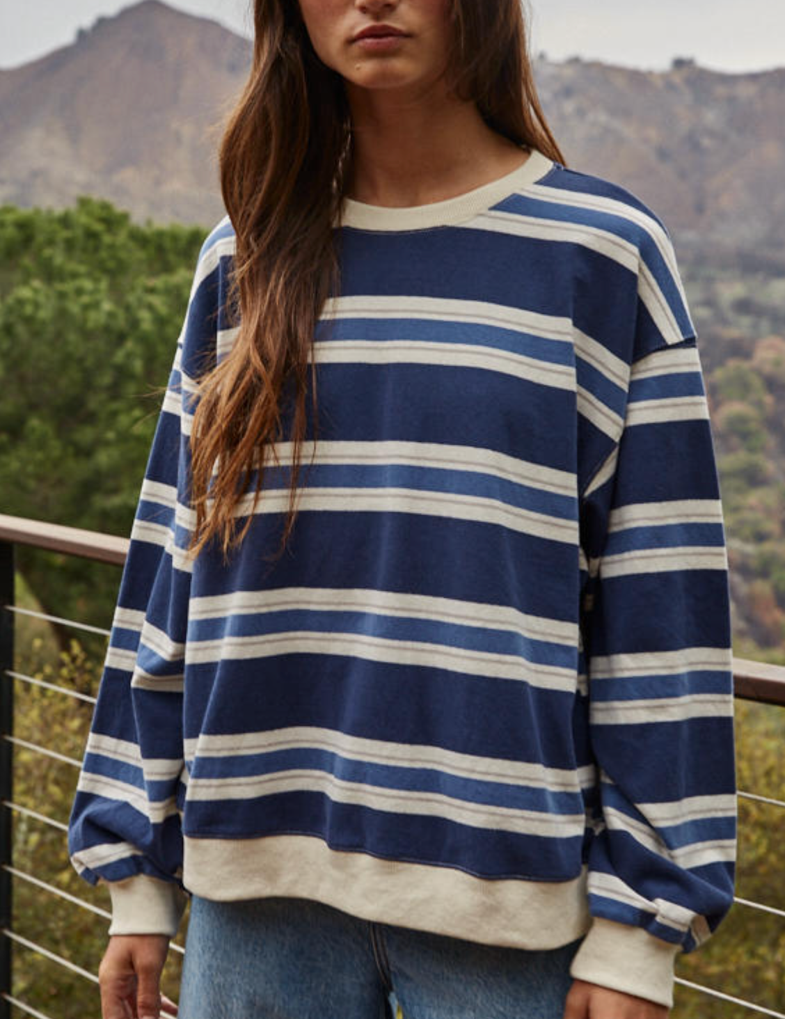 Catch You Later Striped Sweatshirt