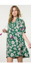 Tassle Tie Puff Sleeve Floral Dress