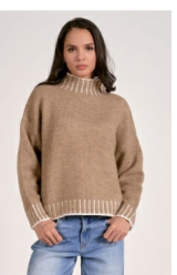 Contrast Stitch Turtleneck Sweater