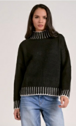 Contrast Stitch Turtleneck Sweater