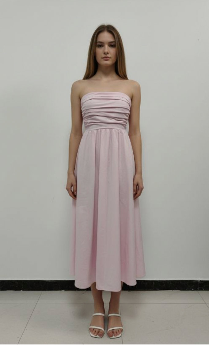 Pink Ruched Maxi Dress
