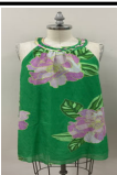 Green Floral Print Halter Dress