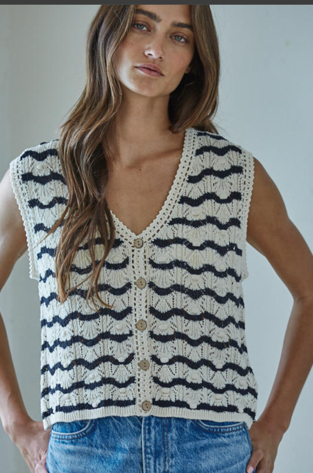 Paige Black Cream Vest Top