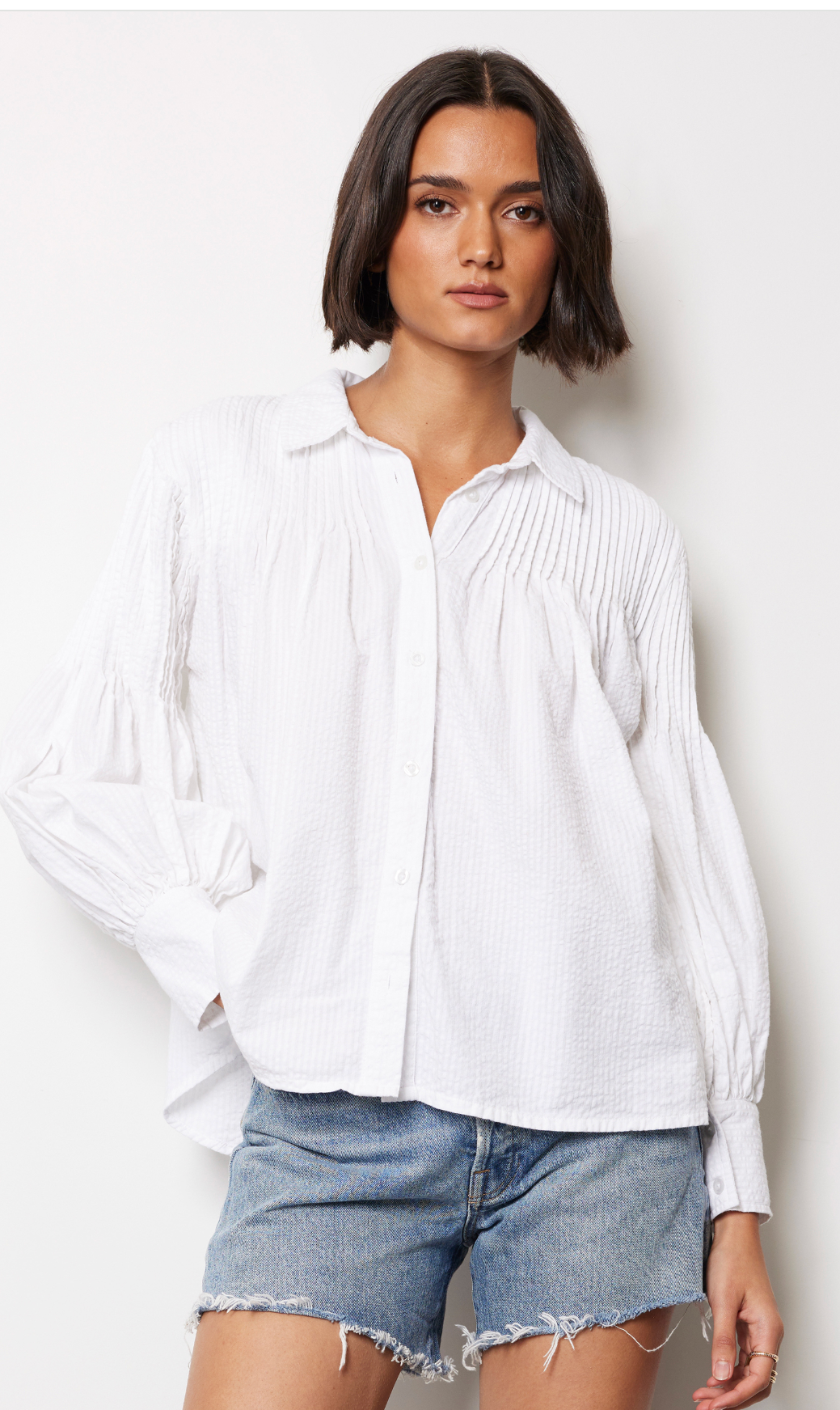 Pintuck Peasant Blouse