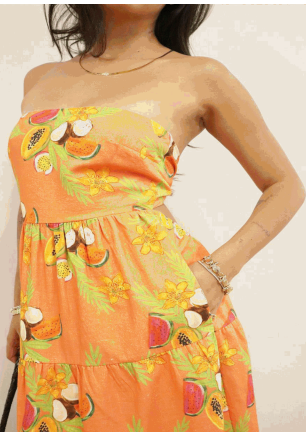 Papaya Strapless Maxi Dress